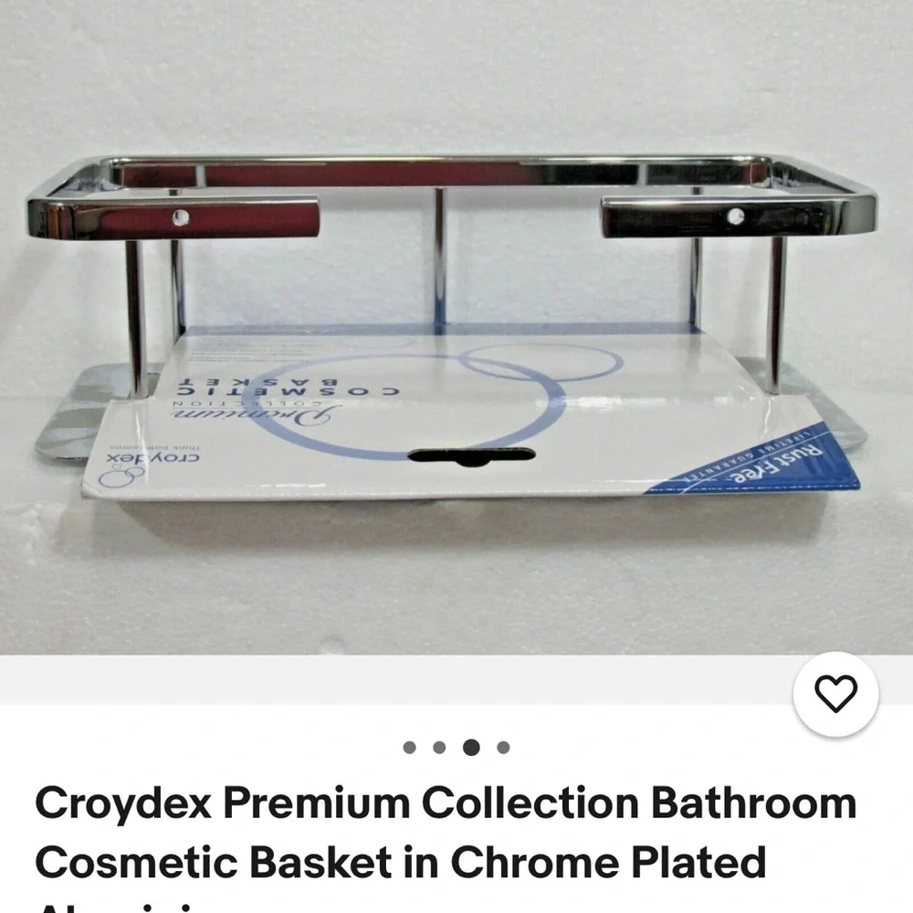 Croydex Chrome Bathroom Cosmetic Basket wall mount no screws included